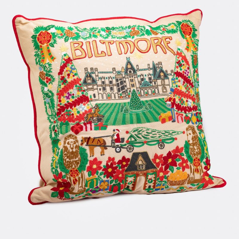 christmas at biltmore hand embroidered pillow by catstudio 282444